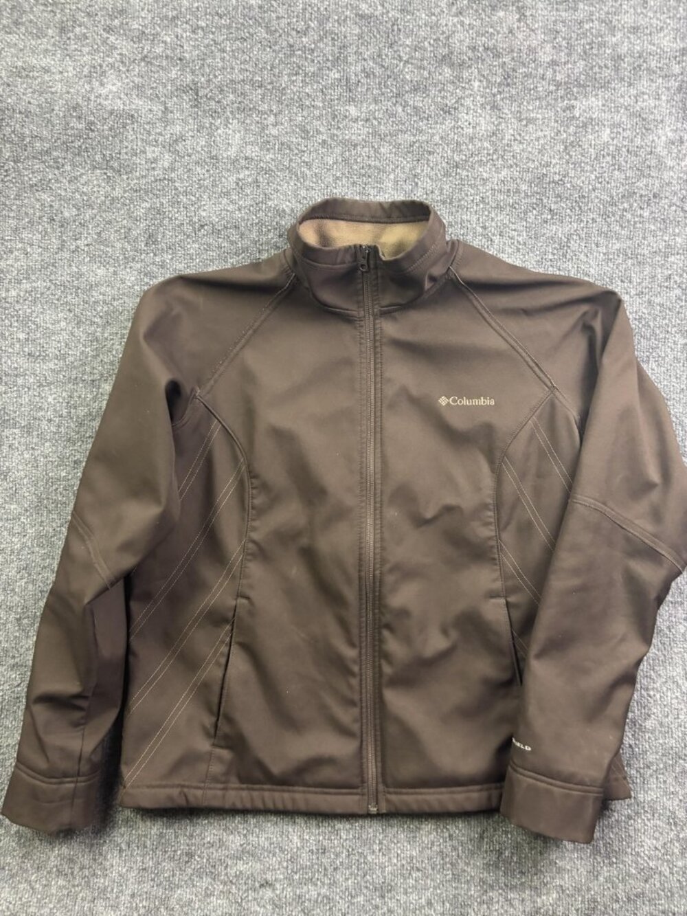 Columbia Jacket Womens XL Brown Omni-Shield Softshell Fleece Lined Zip‎ Pockets